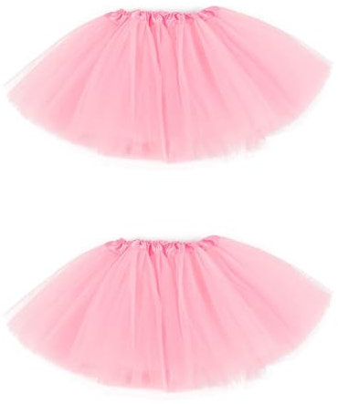 INGJIA 2Pcs Tütü Star Minirock Tüllrock Ballettrock Prinzessin Tüllrock für Karneval Geburtstag Halloween Party Mädchen (Rosa)