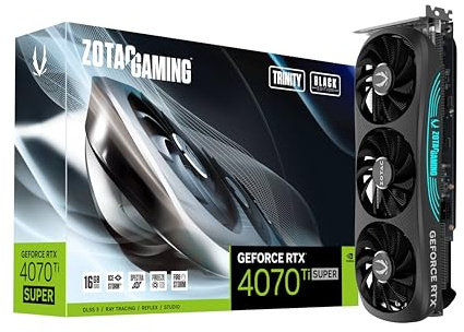 ZOTAC Gaming GeForce RTX 4070 Ti Super Trinity Black Edition DLSS 3 16GB GDDR6X 256-bit 21 Gbps PCIE 4.0 Gaming Graphics Card, IceStorm 2.0 Advanced Cooling, Spectra RGB Lighting, ZT-D40730D-10P