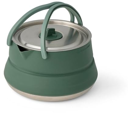 Sea to Summit - Detour Kettle 1,6L - Zusammenfaltbarer Campingkessel - 2 Personen - Platzsparender Wasserkocher mit Griff - BPA-frei - Camping-Kochgeschirr aus Edelstahl & Silikon - 436 g