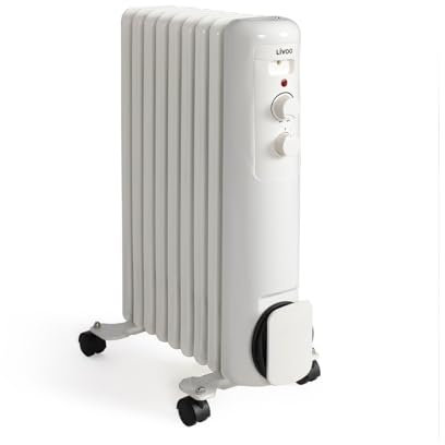Livoo - Radiador baño de aceite 2000 W DOM502 - 9 aletas, 3 niveles de calentamiento, 20 m²