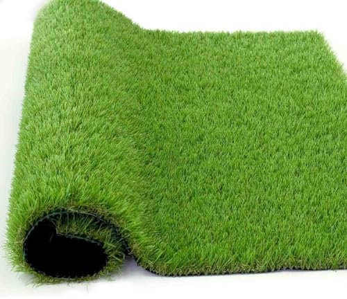 Kunstrasen mit Drainage, 3 cm, realistischer Kunstrasenteppich für drinnen und draußen, Rasenlandschaft für Garten, Balkon, Hinterhof, Terrasse, Kunstrasenmatte für Haustiere