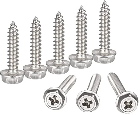 sourcing map Phillips Hex Washer Self Tapping Screws, M4 x 20mm 304 Stainless Steel Hex Flange Sheet Metal Screw 60pcs