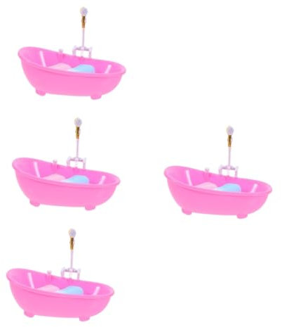TOYANDONA 4 Sätze Mini-Badespielzeug Kinder Kinder Spielzeug mini badewanne Badewannen-Kuchenaufsatz Mikromöbelmodell Puppenhaus Mini-Badewanne Puppenbadewanne mit Sprüher Abs Rosa