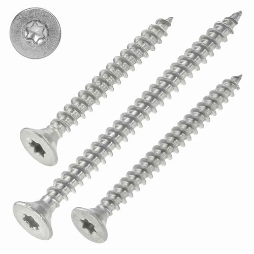 Spanplattenschrauben Edelstahl A2 – 4,5x20 mm, 100 Stück mit Vollgewinde, Torx, Senkkopf, ETA Zulassung, Edelstahlschrauben TX20