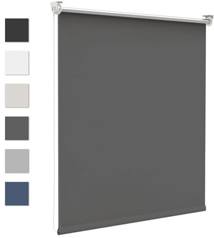 Verdunklungsrollo ohne Bohren Verdunkelungsrollo Klemmfix Rollos für Fenster ohne Bohren 120x115cm(LxB) Dunkelgrau Thermorollo Fenster Rollo 100% Verdunkelung Sichtschutz und Sonnenchutz