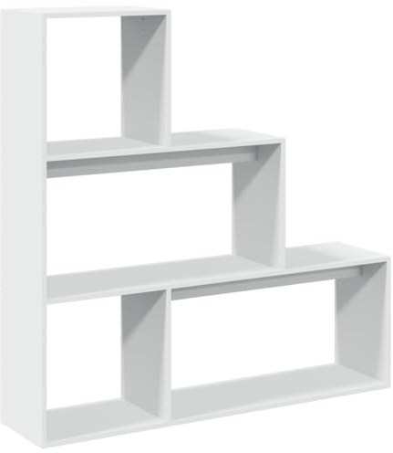 vidaXL Raumteiler-Bücherregal 3 Stufen Weiß 123x29x123cm Holzwerkstoff