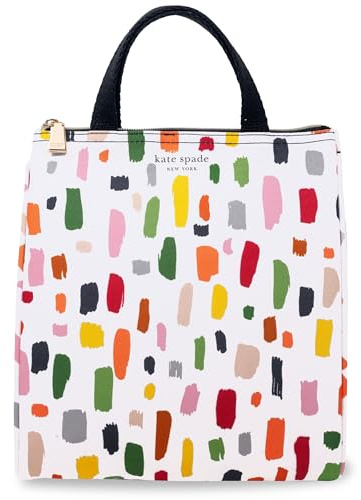 kate spade new york Insulated Lunch Tote, Painterly Strokes | Cute Insulated Soft Cooler Bag, Adult Lunch Box with Silver Thermal Interior Lining and Mesh Storage Pocket