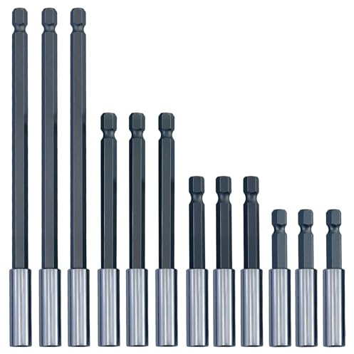 12 Pezzi 4 misure Prolunga magnetica, Supporto Punte a Cambio Rapido,1/4 Prolunga Trapano,Porta Inserti Magnetico Lungo Esagonale,Magnetico Alberino Universale,per Trapano