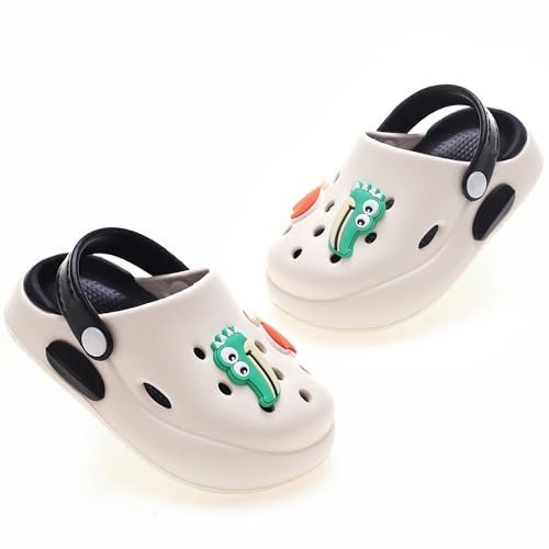 ZYLDK Enfants Sabots et Mules Fille Garçon Respirante Pantoufles Maison Clog Chaussures de pour Piscine de Jardin Été,Blanc&Noir