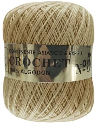 Baumwollgarn Nr. 5 (100 % Baumwolle), feines Wollgarn, 80 g – 320 m, Wolle zum Häkeln, Stricken, Basteln, Nähen, Häkeln, Amigurumis, DIY, (1, Beige)