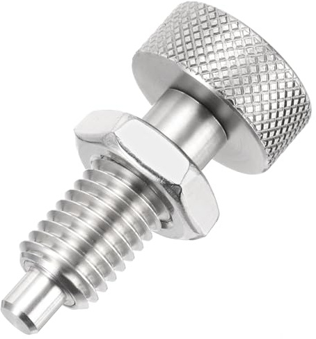 PATIKIL Spring Plunger with Knurled Handle, M12x1.75 Spring Return Knob Plunger 304 Stainless Steel Retractable Coarse Thread Index Plunger for Industrial Equipment