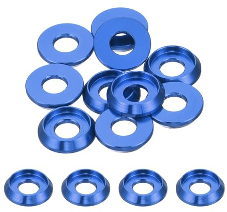 sourcing map Rondelle svasate a tazza conica M4, diametro del foro 4 mm, guarnizioni in alluminio con testa a tazza, per viti RC/FPV/PC/Drone/accessori meccanici, confezione da 10 (blu scuro)