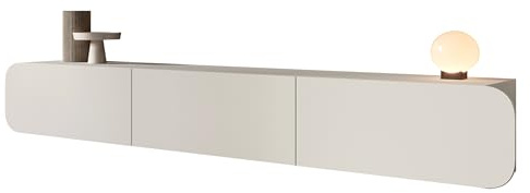 Mirjan24 TV-Lowboard Roteli 3D, Griffloses Öffnungssystem, 3 Klappe/Tür, TV-Board Sideboard, Unterschrank, Fernsehschrank, TV-Tisch, Fernsehtisch (Cashmere)