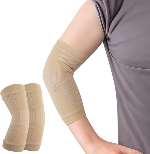 1 Paar Elastische Ellenbogen Bandagen Herren und Damen (Hautfarben, M)