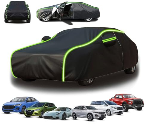Car Covers for Outside Storage for Jeep Wrangler TJ,Car Cover Waterproof,Full Covers Outdoor UV Protection Breathable Dustproof Windproof All Seasons(Black) zgdf45