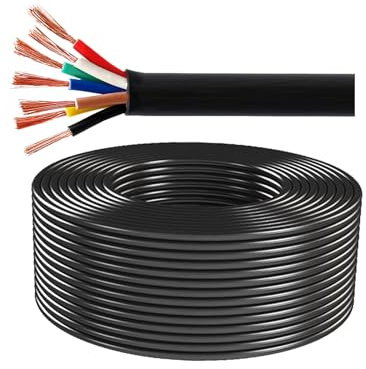 Filo elettrico in rame intrecciato, Cavo di controllo in rame privo ossigeno a 7 conduttori calibro 16(65ft,10awg)