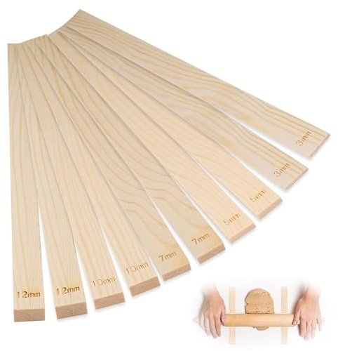 10 StüCk TöPferwerkzeug, Ton Werkzeug, TöPferbedarf, TöPfer Werkzeug, Holzleisten, RollfüHrungsstäBe,Buchenholz-Material,Nudelholz-FüHrungsstäBe,TöPferei Werkzeuge FüR TöPferwerkstäTten,Heimwerker
