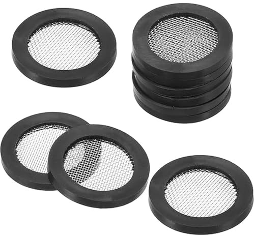 10 Pcs Black Rubber Flat Washer, 3/4 24mm OD 16mm ID 3mm Thickness with Stainless Steel Filter for Corrugated Pipe, Plumbing, Gas, Faucet Pipe Water Hose, Shower Hose