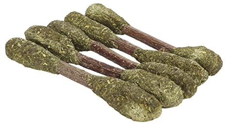 MENDUNER Bastoncini da Masticare Digrignare i Denti Erba di Erba Medica Criceto Giocattolo da Masticare per Conigli Cincillà 5 Pezzi