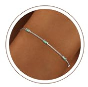 Fezodo Armband Damen Gold, 18K Gold/Silber Vergoldet 12 Monate Armband mit Geburtsstein Wasserfest Armbänder Verstellbares Armkette, Geburtstagsgeschenk Geschenke für Frauen Freundin Mädchen