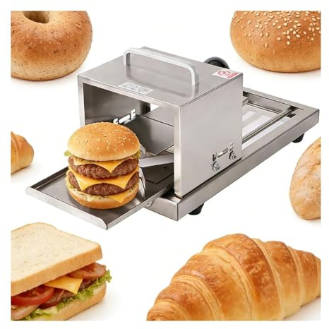 Affettatrice Commerciale per Panini per Hamburger-Affettatrice Manuale per Il Taglio di Panini per Bagel E Pane con 4 Impostazioni Regolabili-Macchina per Porzionare Il Pane Durevole