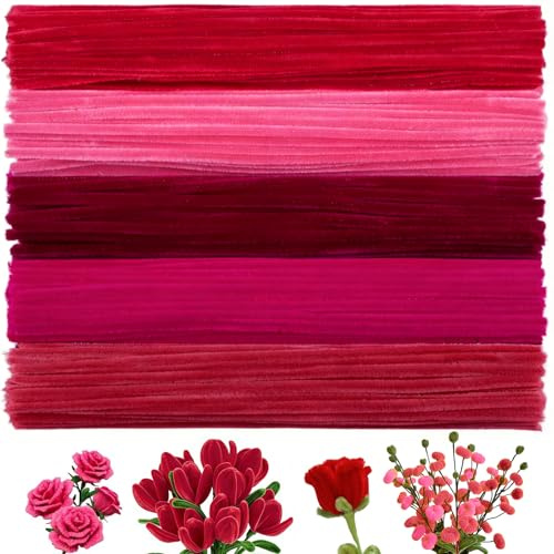 250 PCS Limpiador de Pipas en 5 Colores, 30 cm x 8 mm, Degradado Rojo