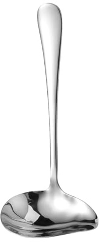 Cucharón de Sopa de Cocina de Acero Inoxidable 304, Cucharón para Salsas con Pico, cuchara de servir, Pequeña Mango Largo Cuchara, utensilios de cocina para sopa, salsas, Condimentos, 17 x 7,4 cm