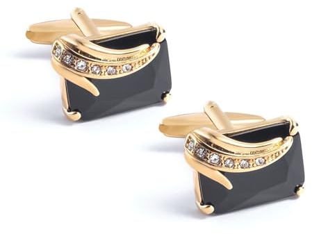 BWDHJLEY Manchettenknoepfe Herren Hochzeit Gold, Manchettenknoepfe Weihnachten Rechteck Cufflinks mit Zirkonia