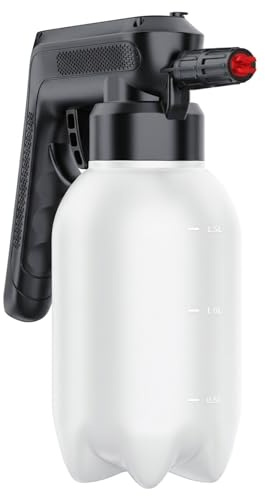 Spruzzatore elettrico, spruzzatore di schiuma elettrico, flacone spray continuo da 1, 5 l con linea di livello dell'acqua, pompa di schiuma portatile ricaricabile per autolavaggio, pulizia, giardinagg