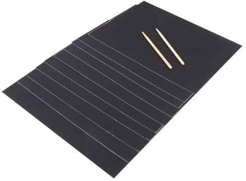 OSOLADY Carta da Grattare per 10 Fogli Nero Carta da Disegno da Graffio Creativa Fai da Te Set 2 Confezioni per Scuola Materna e Primaria per Pittura e Immagini da Grattare