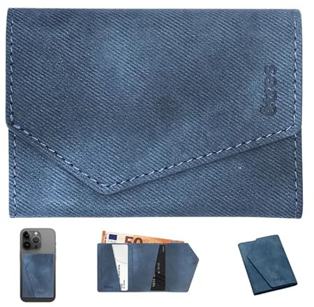 Instant Project Anpassad smartphone smal magnetisk plånbok, kompakt RFID-korthållare, smal mini plånbok med kreditkortshållare och bankomat, korthållare med ficka 6 kort, Blå, 7x10 cm, Minimalistisk