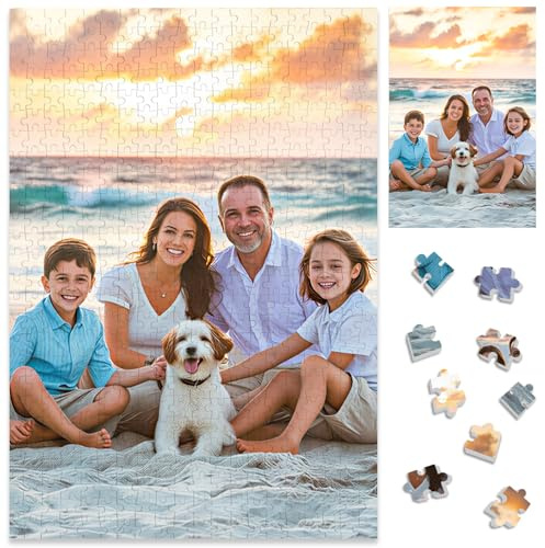 Personalised Jigsaw Puzzles with Your Photo,500 Pieces Jigsaw Puzzles for Adults,38x52cm Wooden Custom Puzzle,Personalised Memorial Gifts for Family,Friend,Pet,Wedding,Birthday,Graduation