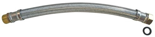 SOMATHERM FOR YOU, Flexible de chauffage 1 avec écrou tournant et raccord mâle, longueur 500 mm, DN26, tresses en acier galvanisé, tuyau EPDM, pression max 6 bars, température max 90°C | Raccordez facilement votre chaudière grâce à ce flexible tressé en acier galvanisé, mâle-femelle.