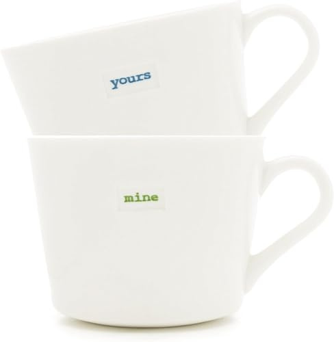 Keith Brymer Jones - Set di 2 Tazze in Porcellana Yours And Mine, Colore: Bianco