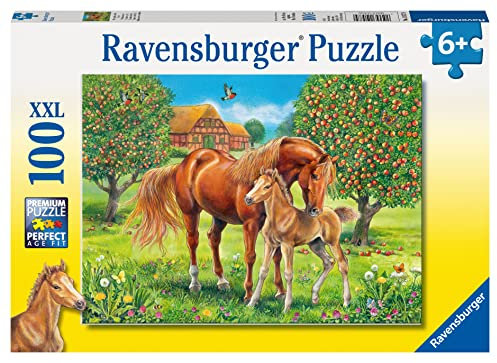 Ravensburger Kinderpuzzle - 10577 Pferdeglück auf der Wiese - Pferde-Puzzle für Kinder ab 6 Jahren, mit 100 Teilen im XXL-Format