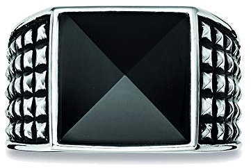 caï men Herren Ring Royal Punk 925 Silber rhodiniert schwarz coloriert Onyx schwarz 58 (18.5) - C4181R/90/13/58