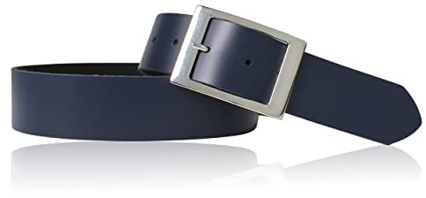 FRONHOFER Ledergürtel Rindsleder 4 cm breit 2-3 mm dünn mit silberner Dornschließe 7 x 5 cm wechselbare Schnalle Größen 85-125 cm für Damen und Herren Jeans und Taille