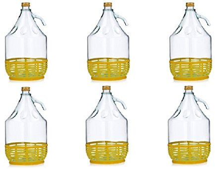 Unbekannt 6 STÜCK 5L GLASBALLON mit Kunststoffkorb Weinballon GÄRBALLON GLASFLASCHE