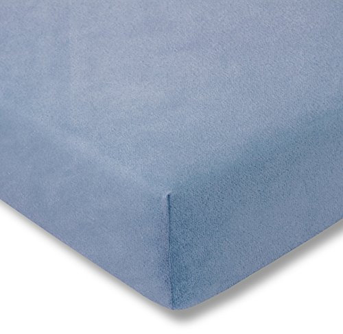 ESTELLA Samt-Velours/Frottee Spannbettlaken Spannbetttuch Verschiedene Größen und Farben 100 x 200 cm hellblau