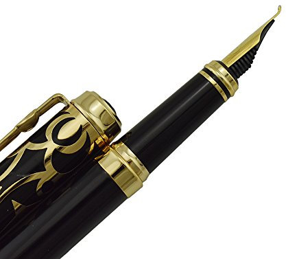 Lanxivi Duke Sapphire Fude Pen, Calligraphy Fountain Pen Bent Nib, Fine to Broad Size for Signature and Art Drawing