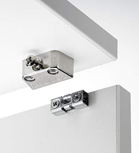 Hettich Verbindungsbeschlag Trapez (Möbelbeschlag, Maße 15,8 x 40 x 20,5 mm, Zinkdruckguss, vernickelt, zur Verbindung Seitenwand/Abdeckplatte usw.) 89355
