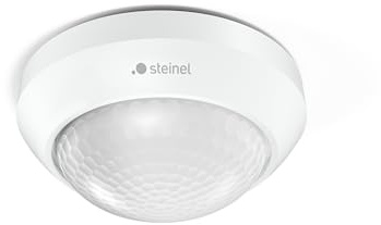 Steinel Bewegungsmelder is 2360-3 ECO Weiß, max. 12 m Reichweite, 360° Präsenzmelder für max. 500 W LED, Deckensensor für Außen und Innen