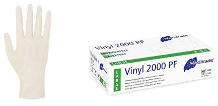 Meditrade Vinylhandschuh Einmalhandschuh Untersuchungshandschuh Vinyl 2000 PF, SL, 100 Stück