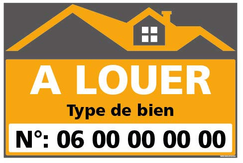 Signalétique.biz France - Signalétique.biz France - Panneau Immobilier Personnalisable à Louer avec Oeillets aux 4 Coins - Orange - AKILUX 3,5mm - Dimensions 600x400 mm