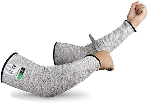 Guyarns Manches Anti Coupure Protection Avant Bras Certifié EN388 et classé niveau 5 (le plus élevé) Manchon Bras Pour Les Travaux De Cuisine De Jardin (L)