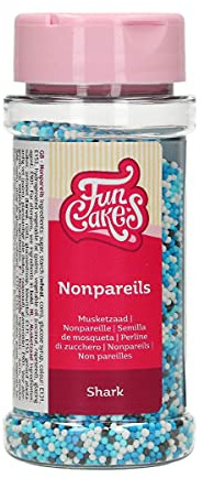 FunCakes Nonpareils Requin Mix: Sprinkles gâteau, bon goût, parfait pour la décoration de gâteaux, des centaines et des milliers de sprinkles. 80 g.