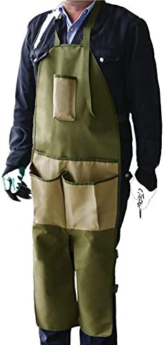 Tablier De Jardin, Tablier De Travail Avec Plusieurs Poches Et Protection Des Jambes, 600D Oxford Vert 45 * 118cm