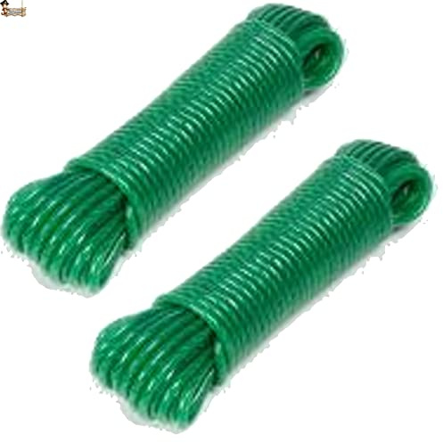 BricoLoco.com 2x50 MTS. Cuerda tendedero Forrada. para Tender Ropa en el Exterior o Interior. Tendedero de poleas, persiana, toldos. Polietileno Revestido. Ø 5 mm. (50, Verde)