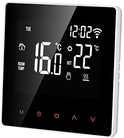 Kavolet WIFI Smart Thermostat for Electric Underfloor Heating, LCD Display Touch Screen Digital Temperature Controller Week Programmable Electric Floor Heating Thermostat for Home School Office Hotel