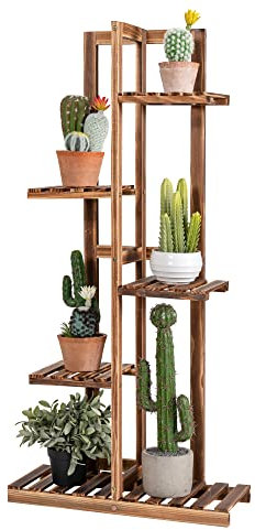 RELAX4LIFE Blumentreppe 5-stufig, Blumenregal Holz, Blumenständer mit 5 Ebenen, Pflanzenständer Freistehend, Pflanzentreppe für Balkon Terrasse Garten Wohnzimmer (5 Ebenen)